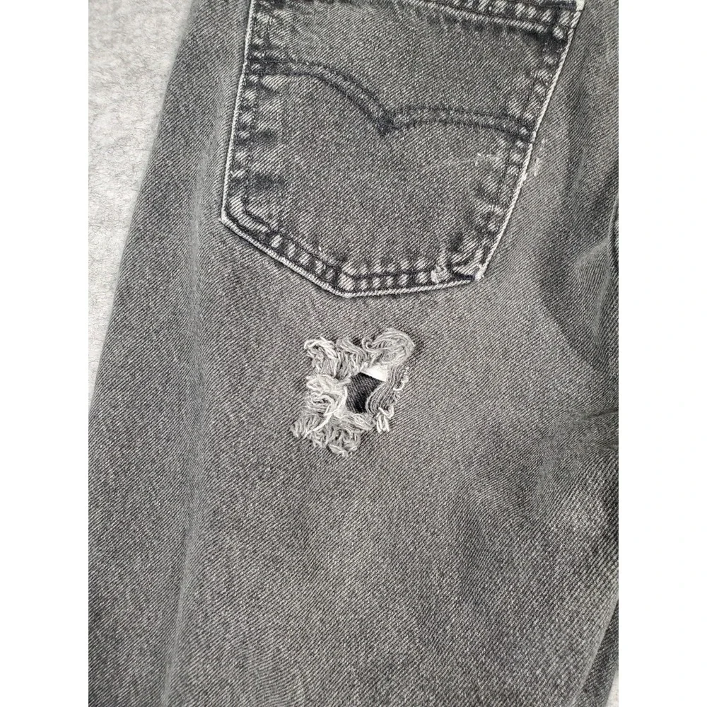 Vintsge Levi's 560 Orange Tab Jeans Mens 31x32 Black USA Loose Taper Distressed